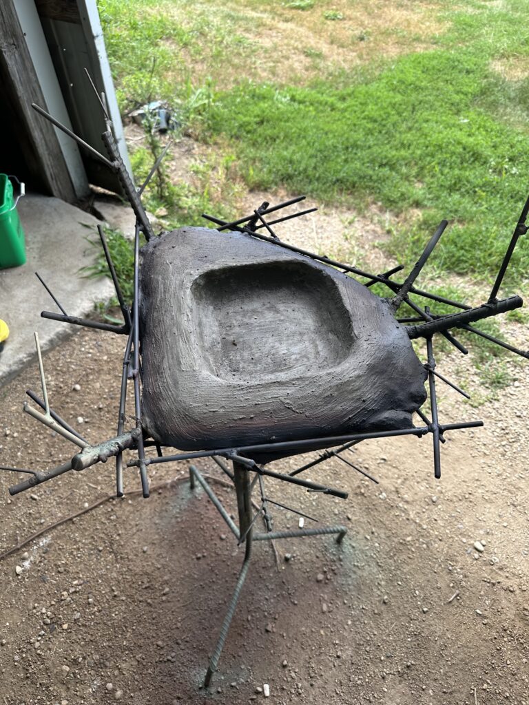Eagle's Nest Birdbath- adding twigs